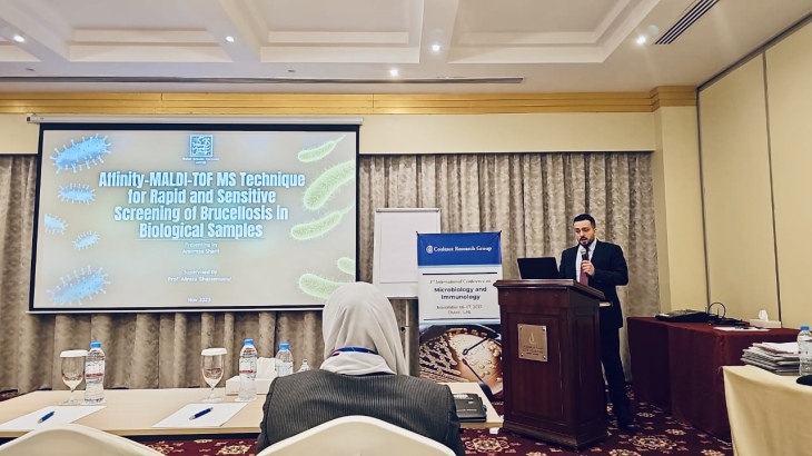 On November 2023 Amir attended on International Conference Microbiology and Immunology at United Arab Emirates,where he presented his research on (Affinity -MALDI-TOF MS Technique for rapid and sensetive screening of Brucellosis in Biological sample). !Congratulation Amir 